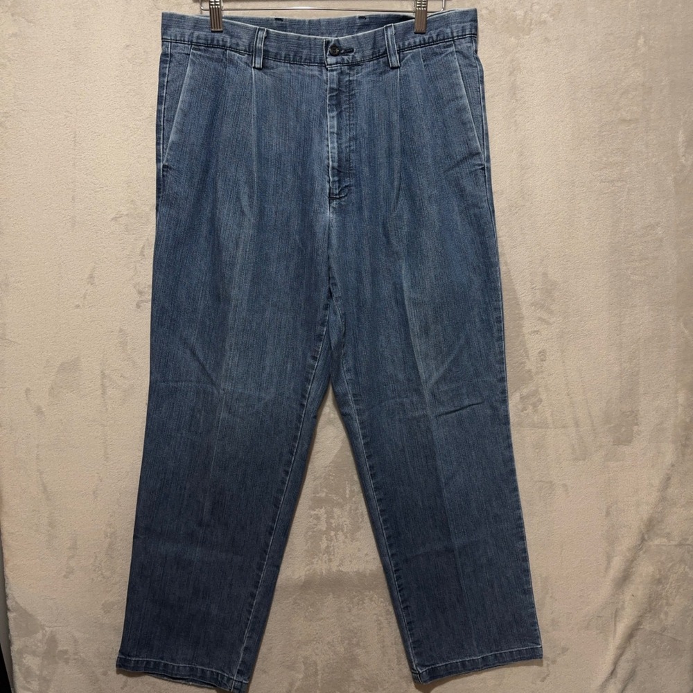 Vintage Dockers Mens Pleated Classic Fit Denim Pants Blue W34